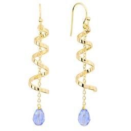 Athra 14kt. Gold over Brass & Blue Crystal Swirl Drop Earrings