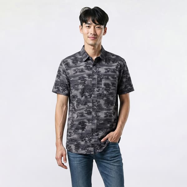 Young Mens VSTR Short Sleeve Stretch Button Down Shirt - Slate - image 
