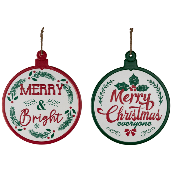 Northlight Merry & Bright Ornament Christmas Wall Signs Set of 2 - image 