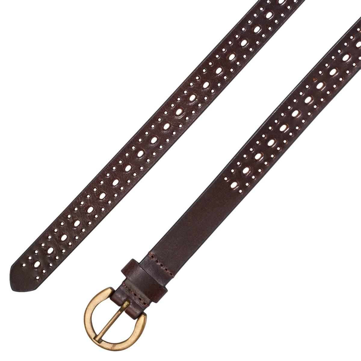 Womens Gloria Vanderbilt Round Buckle Leather Perf Belt