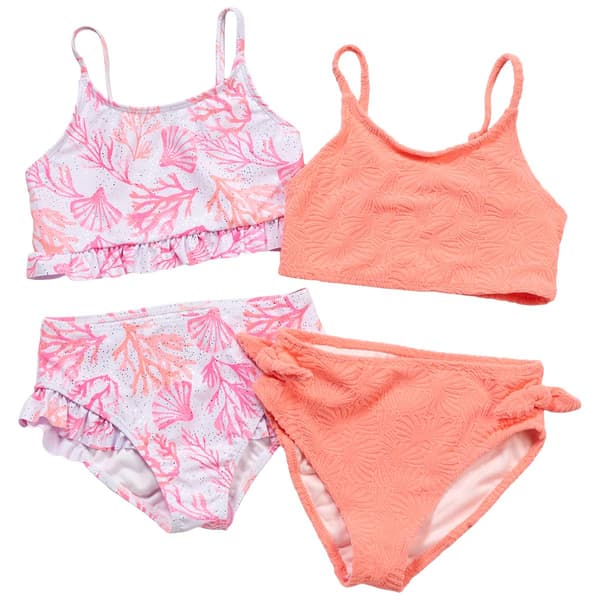 Girls (7-12) Be Magical 4pc. Shell/Coral Swim Set