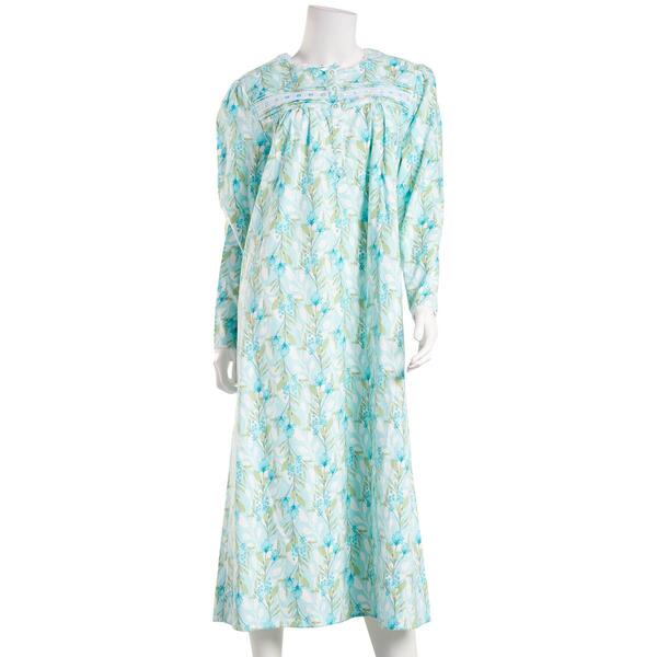 Petite Jasmine Rose Long Sleeve Floral Brushed Flannel Nightgown - image 