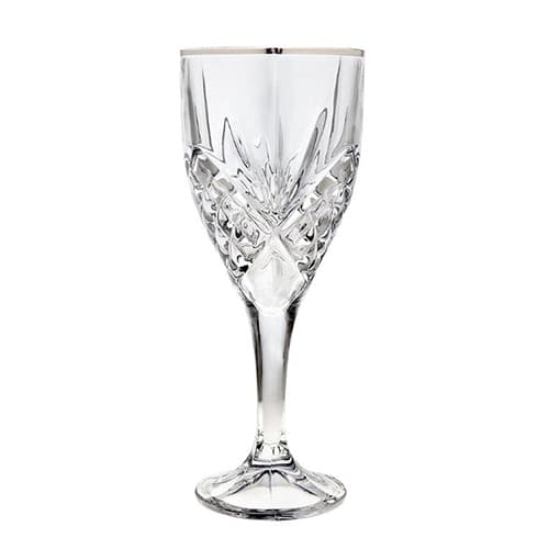 Godinger Dublin Set of 4 Platinum Banded Wine Goblets - image 