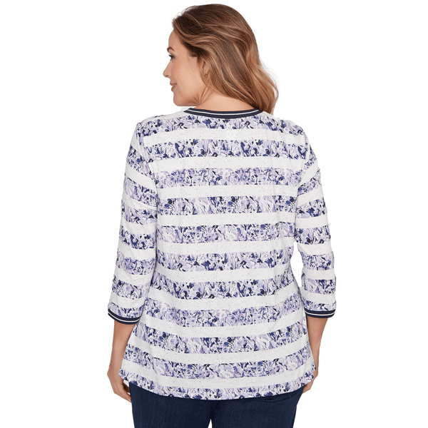 Plus Size Ruby Rd. Jetsetter Floral Chevron Knot Front Blouse