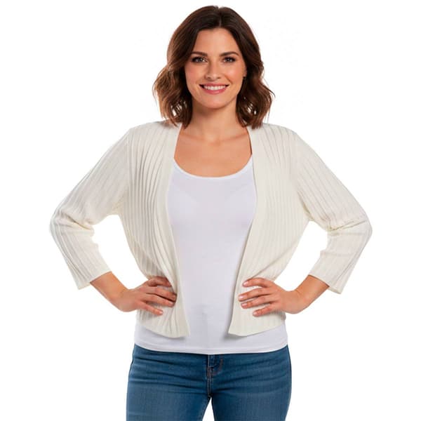 Womens Nina Leonard 3/4 Sleeve Seam Texture Shrug