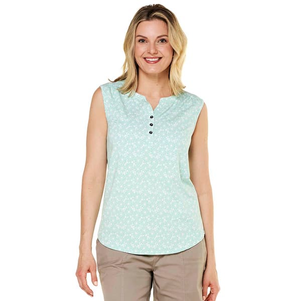Petite Hasting & Smith Sleeveless Floral Split Neck Blouse - image 