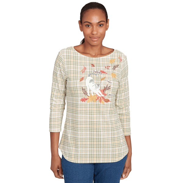 Plus Size Ruby Rd. Must Haves Ii Autumn Cat Houndstooth Top