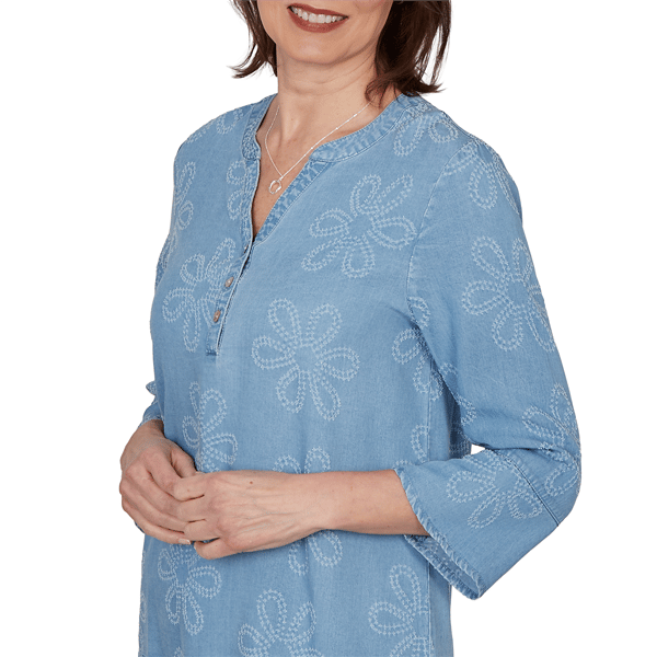 Petite Alfred Dunner Camden Market Floral Embroidery Blouse