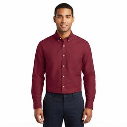 Mens Preswick & Moore(R) Long Sleeve Dress Shirt - Red Dahlia