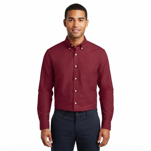 Mens Preswick & Moore(R) Long Sleeve Dress Shirt - Red Dahlia - image 