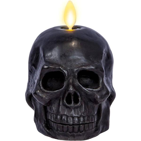 Luminara 3.75x4.25 Small Black Skull Candle - image 