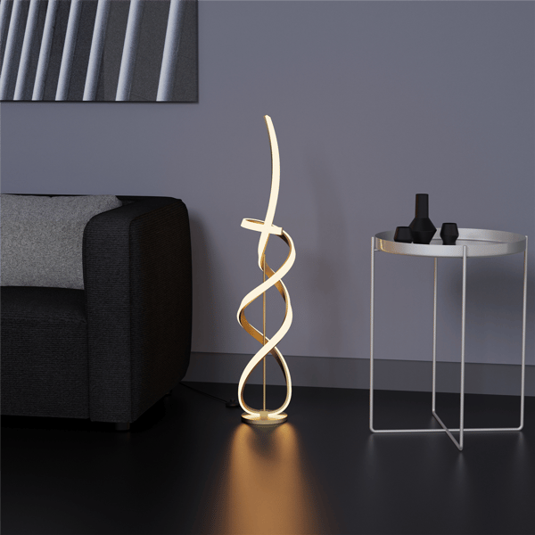Infibrite Golden 59in. Swirl LED Stepless Dimming Floor Lamp