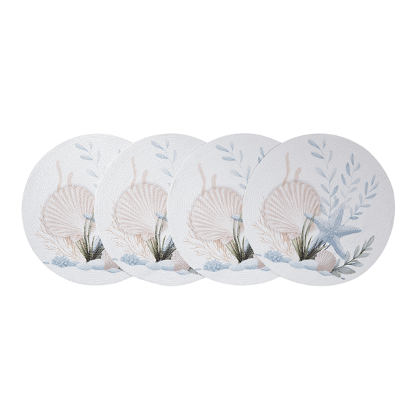 Avanti Starfish Woven Braided Round Placemats - Set of 4