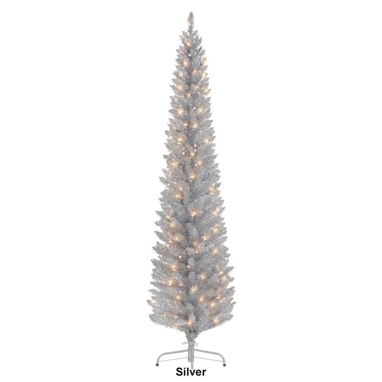 Puleo International 7ft. Pre-Lit Tinsel Artificial Christmas Tree