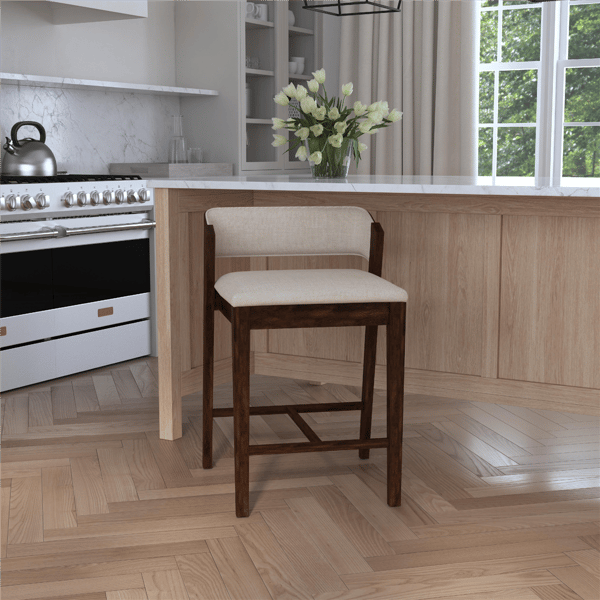 HH2 Home Dresden Walnut Fabric Counter Height Stool