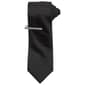 Mens Bill Blass Solid Neat Tie & Tie Bar - image 1