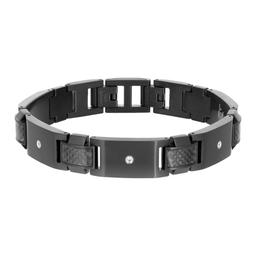 Mens Lynx Cubic Zirconia & Black Ion-Plating Bracelet
