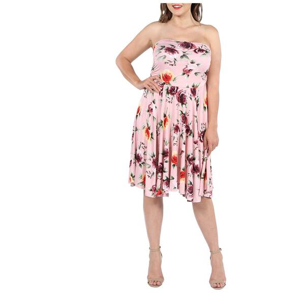 Plus Size 24/7 Comfort Apparel Floral Strapless A-Line Dress - image 