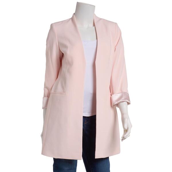 Plus Size Calvin Klein Roll Tab Sleeve Lux Long Open Jacket - image 
