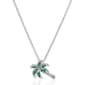 Silver Plated & Green CZ Palm Tree Pendant Necklace - image 1
