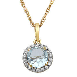 Gemstone Classics&#40;tm&#41; Aquamarine & White Sapphire Necklace