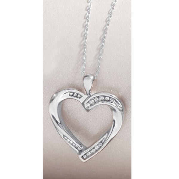 Diamond Classics&#40;tm&#41; Sterling 1/10ctw. Heart Pendant Necklace - image 
