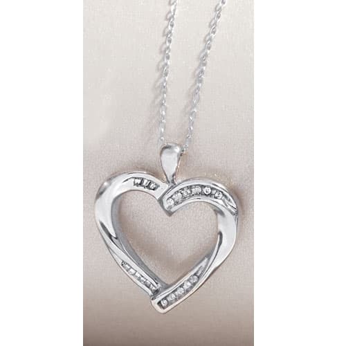 Diamond Classics(tm) Sterling 1/10ctw. Heart Pendant Necklace - image 