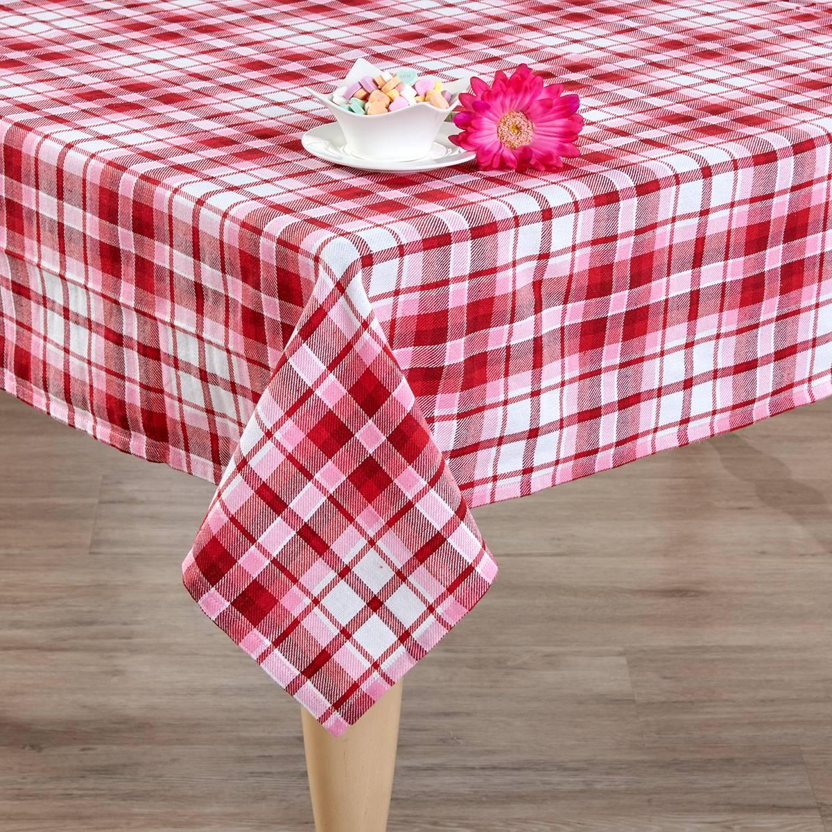 Cottage Classic Red/Pink/White Plaid Tablecloth