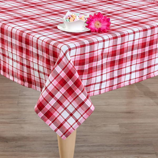 Cottage Classic Red/Pink/White Plaid Tablecloth - image 