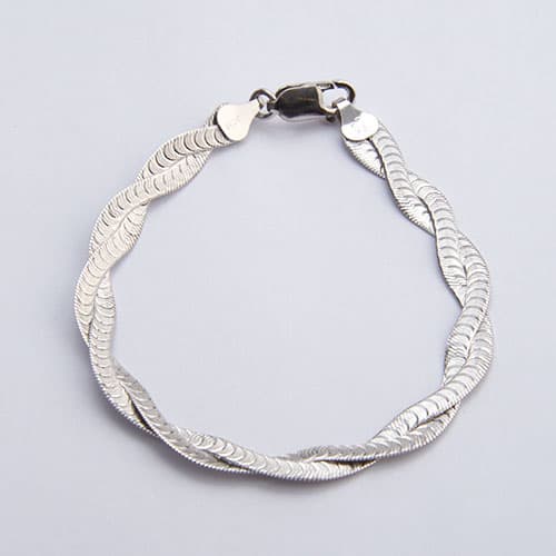 Ellen Tracy Sterling Silver Twisted Herringbone Bracelet