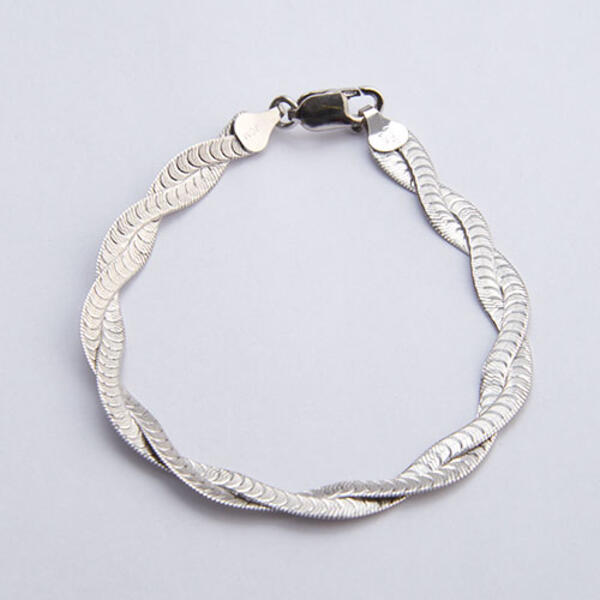 Ellen Tracy Sterling Silver Twisted Herringbone Bracelet - image 