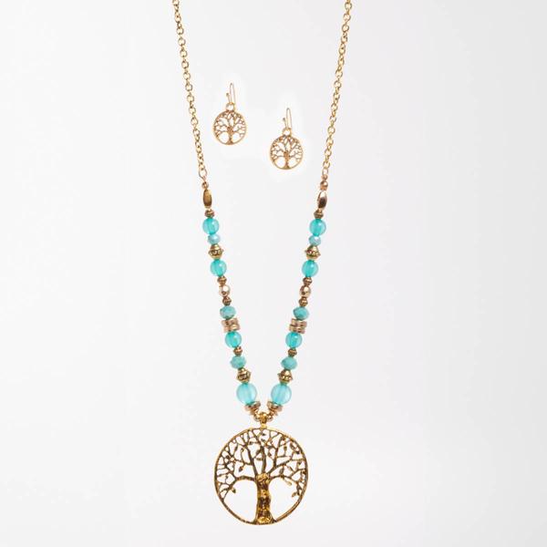 Ashley Cooper(tm) Gold Plated Tree of Life Pendant & Earring Set - image 