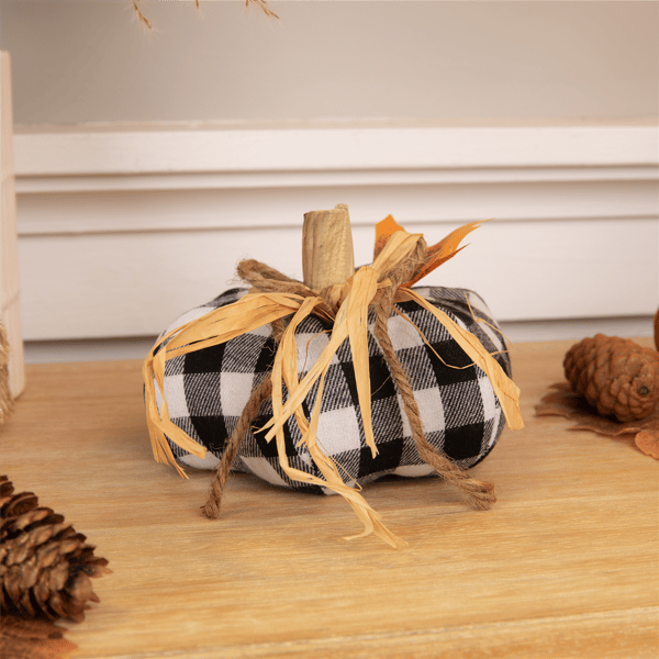Northlight 5in. Buffalo Plaid Fall Harvest Pumpkin Decoration