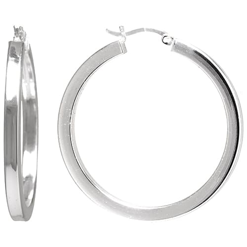 Fine Silver Plated 36mm Click Top Hoop Earrings - image 
