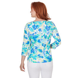 Petite Hearts of Palm Feeling Just Lime Painterly Floral Tee