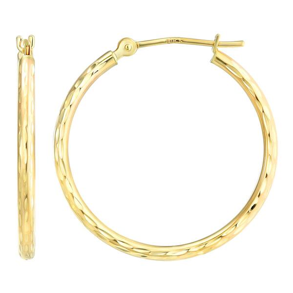 10kt. Yellow Gold Diamond-Cut Hoop Earrings - image 