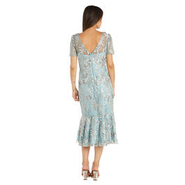 Womens R&M Richards Short Sleeve Embroidery Flounce Hem Tea Dress