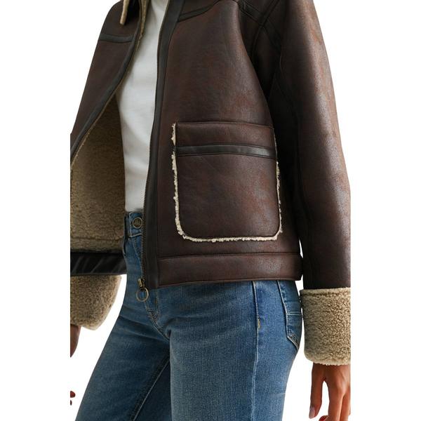 Womens CITY BLUES Zip Front Faux Leather Jacket
