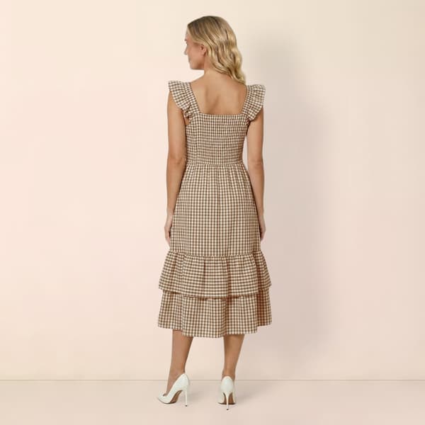Womens Draper James Tiered Gingham Midi Dress