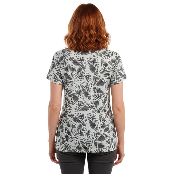 Womens Bobeau Short Sleeve Leaf Abstract Tee
