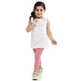 Toddler Girl Rene Rofe&#40;R&#41; 3pc. Cherry Top & Solid Leggings Set