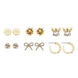 Gold & Crystal Holiday 6pc. Multi Earring Set