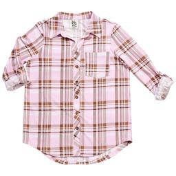 Girls (7-16) Jolie & Joy Button Front Yummy Plaid Shirt - Pink