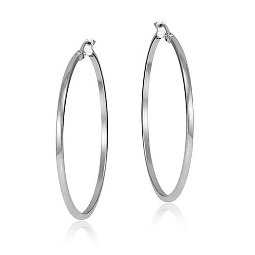 Sterling Silver Square Tube Hoop Earrings - image 