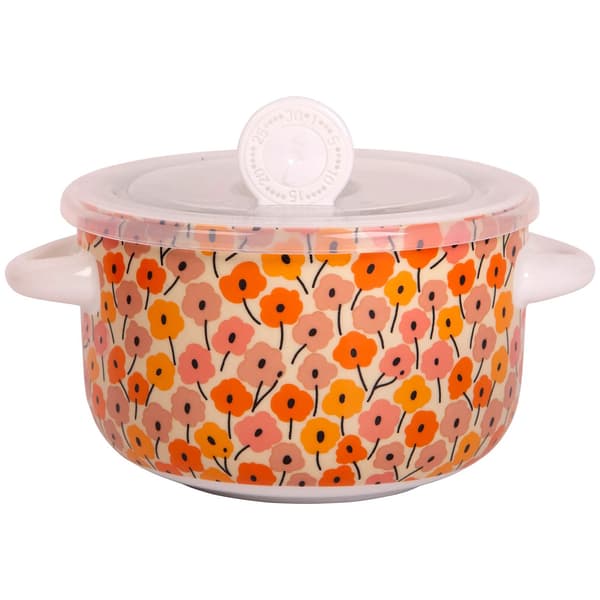Home Essentials 25oz. Poppies 2 Handle Grave Bowl with Lid - image 