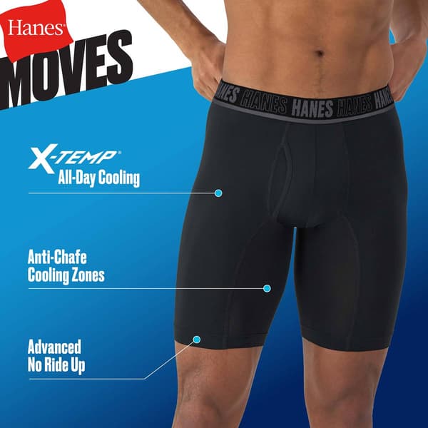 Mens Hanes Ultimate® Moves Xtemp Boxer Briefs - Grey/Black/Teal