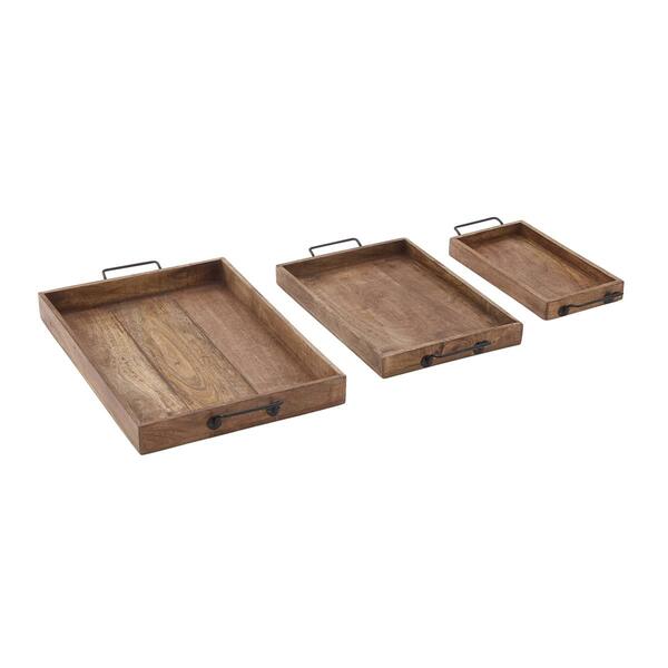 9th & Pike&#40;R&#41; Small Natural Wooden Trays - Set of 3 - image 
