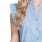 Plus Size NY Collection Flutter Sleeve Denim Button Front Blouse - image 4