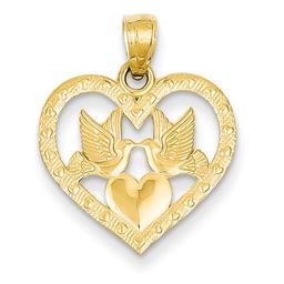 Gemstone Classics(tm) 14kt. Two Doves In Heart Pendant