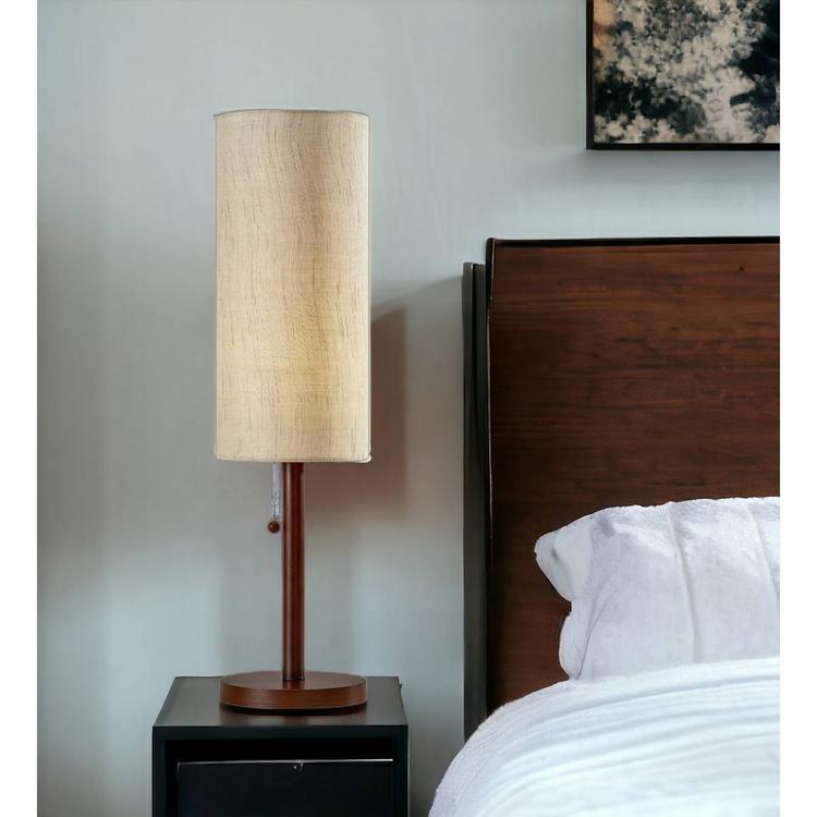 9th & Pike® 31in. Beige Shade Wood Standard Table Lamp